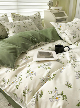 芦荟棉化纤家用床上四件套床单被套学生宿舍三件套单人轻奢花卉