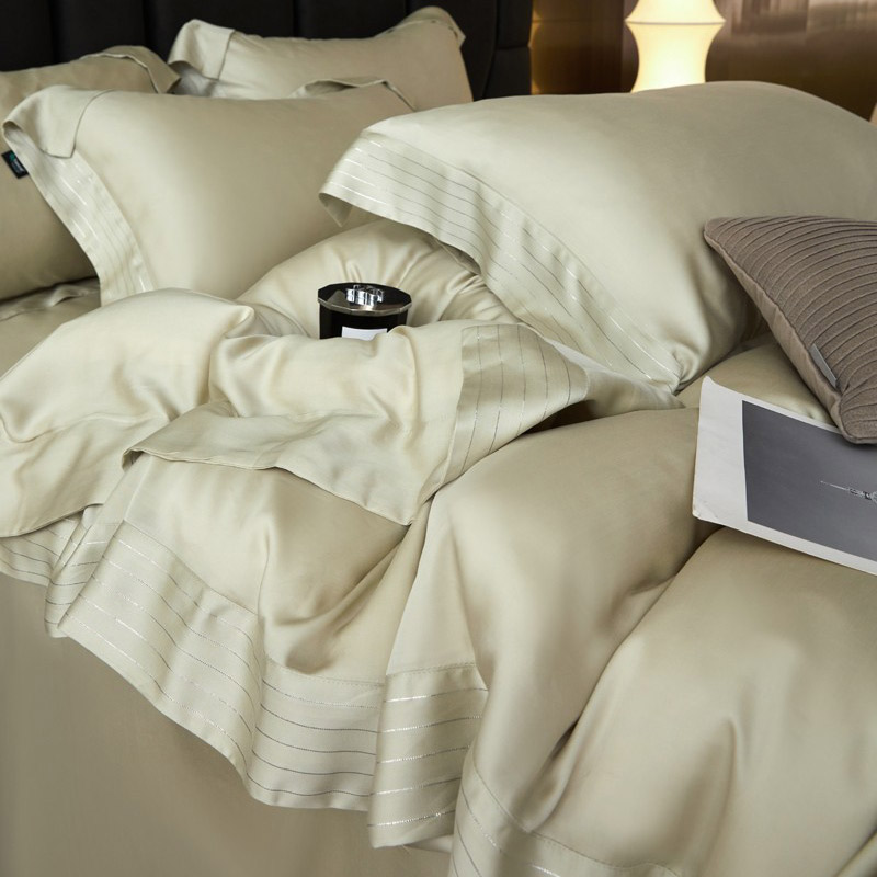 现代轻奢80S银线天丝四件套冰丝夏季凉感床单被套裸睡床上用品1.8
