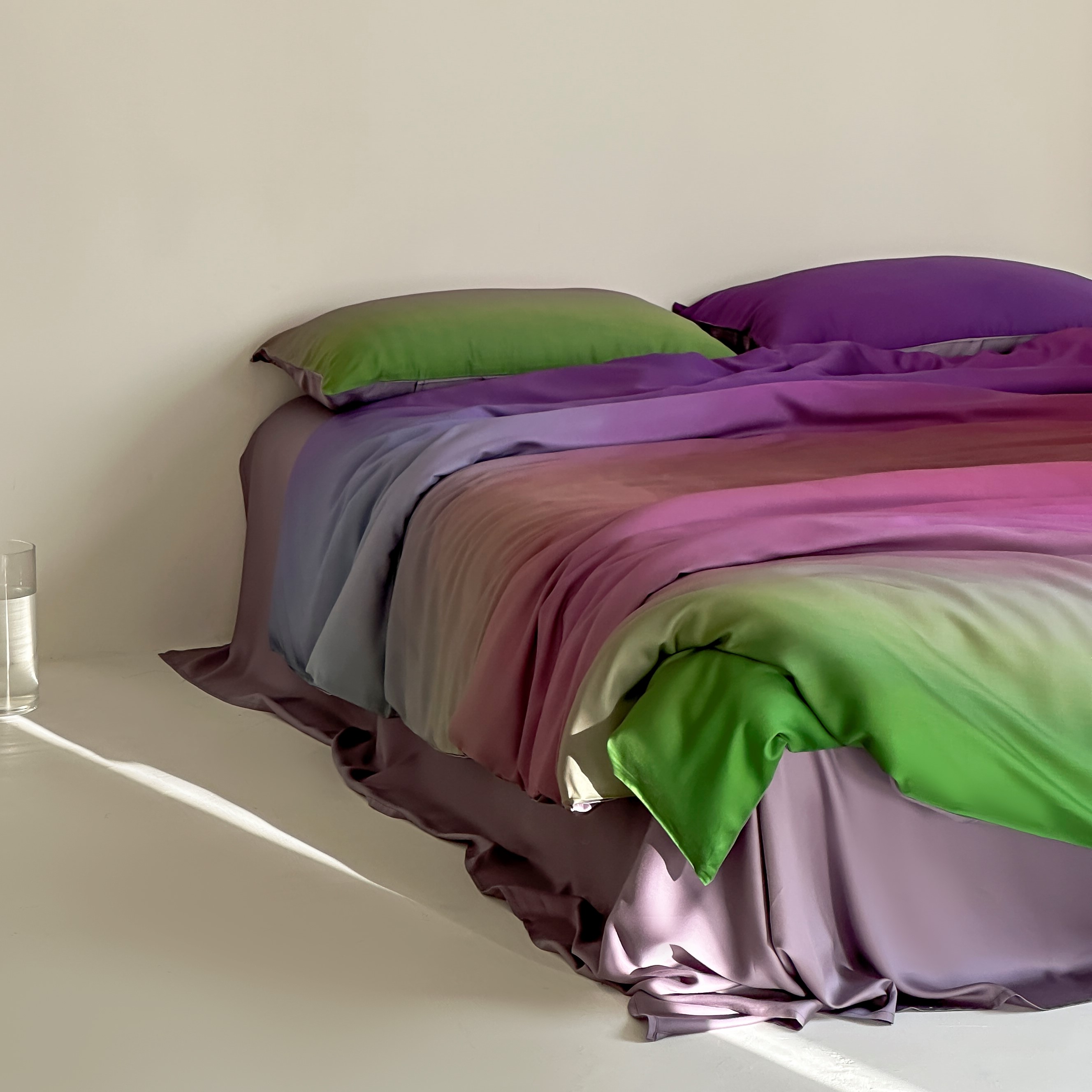 空灵琉璃︱高级紫色渐变夏季双面天丝四件套裸睡凉感丝滑被套床单