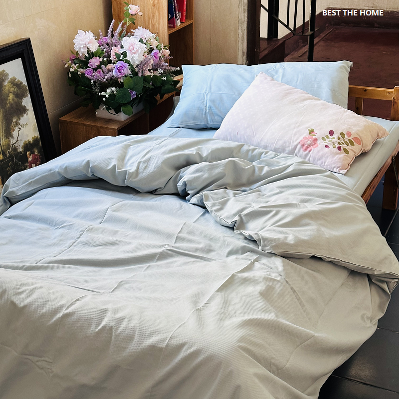 日本订单 全棉梭织小蜂巢/华夫格 床上用品 枕套 被套 床单 四件