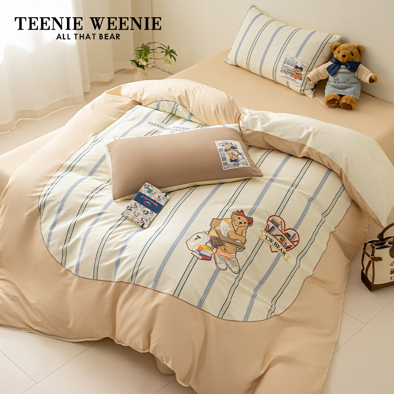 TeenieWeenie小熊全棉四件套纯棉床单被套单人学生床上用品三件套