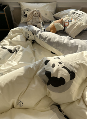 ins卡通小熊猫床上四件套全棉纯棉1.5m米1.8被套床单三件套少女心