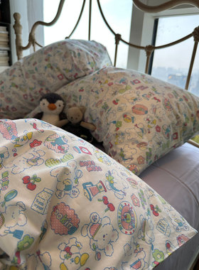 ins可爱卡通小熊少女心床上四件套全棉纯棉1.5m1.8被套床单三件套