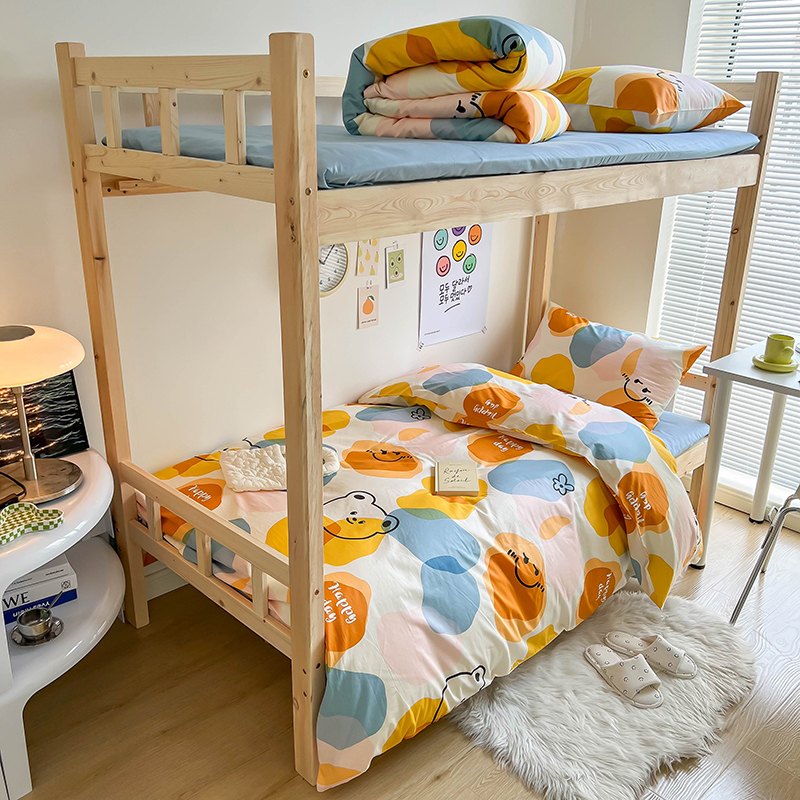 全棉学生宿舍三件套单人床0.9m纯棉被罩简约床上用品被套床单1.2m