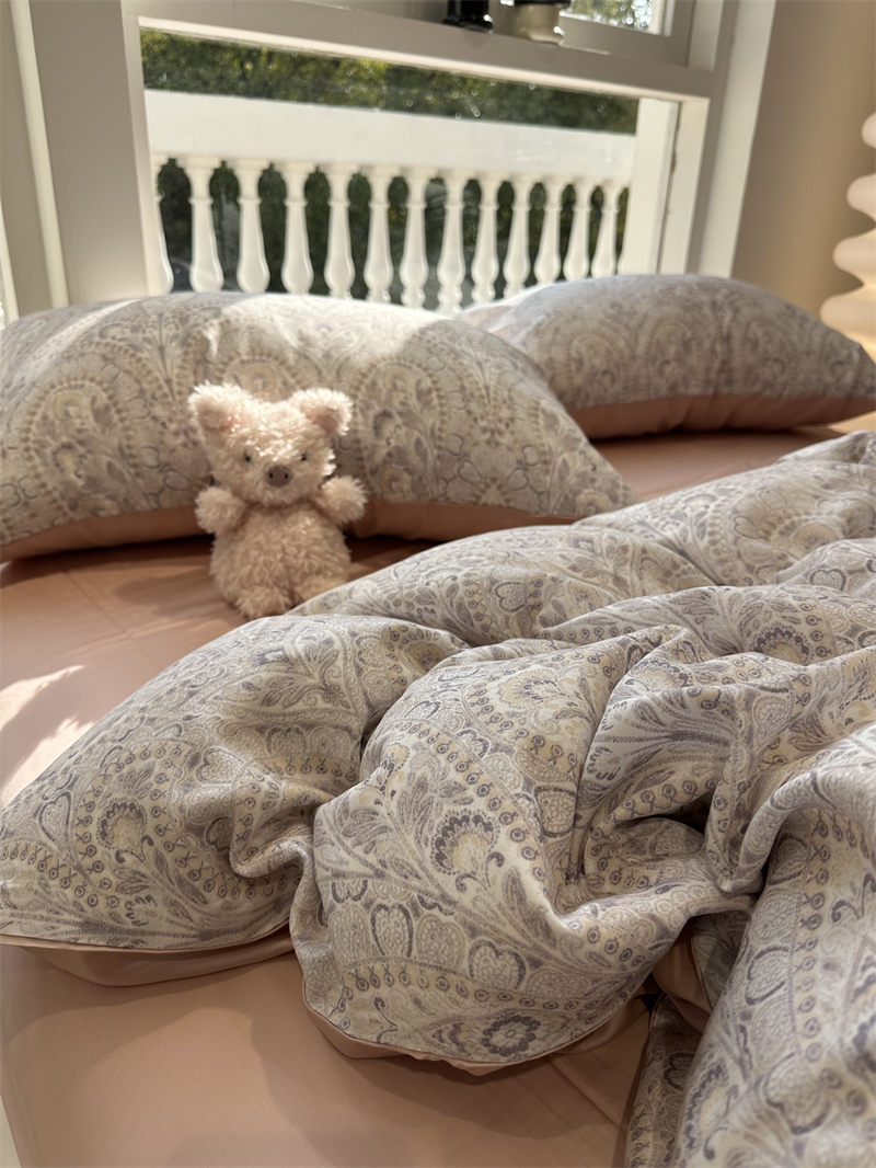 法式复古风莱赛尔纤维凉感床上四件套1.8米1.5冰激绫丝滑裸睡舒适