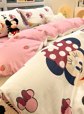 迪士尼床上四件套纯棉全棉100儿童卡通被套罩床单三件套床品床笠4