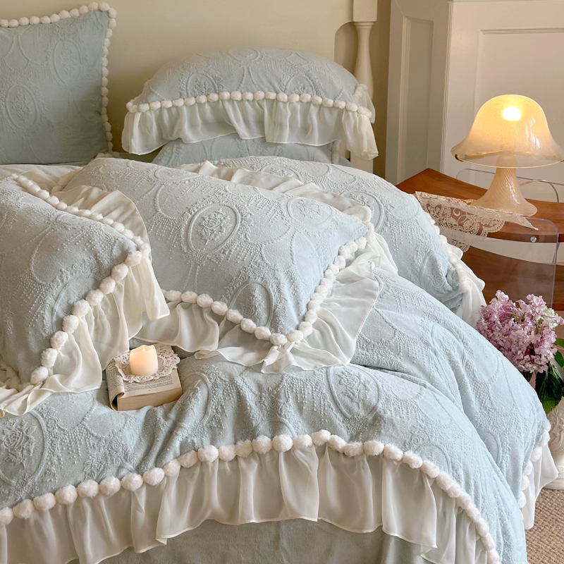法式公主风四件套冬季保暖牛奶绒双面珊瑚绒床上用品加厚床单被套