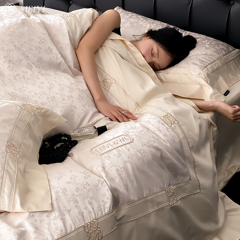 美谊轻奢长绒棉床单四件套纯棉全棉被套罩裸睡新款高级感床上用品