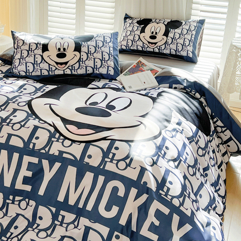 迪士尼冰丝天丝四件套床单被套水洗真丝床笠款被罩三件套床上用品