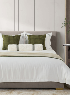 展厅样板间 家具配套床品 轻奢意式侘寂风 高端软装床品多件套 绿