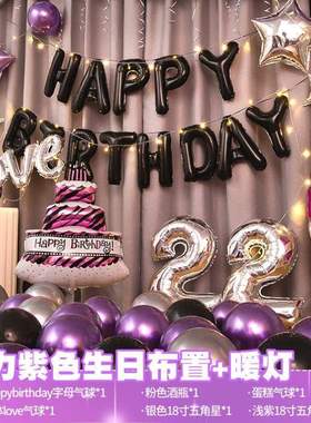 布置礼物岁女孩派对气球道具18惊喜气氛网红会场场景生日装饰!