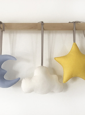 可爱创意儿童房星星月亮云朵家居小物件墙面窗帘装饰品挂摆件