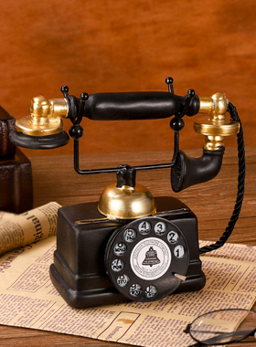 复古电话机小摆件老式怀旧物件书房酒柜书架装饰品工艺品拍照道具