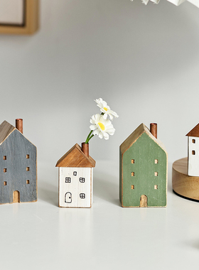 日本进口mokushin天然木小房子摆件可爱治愈桌面装饰创意家居物件