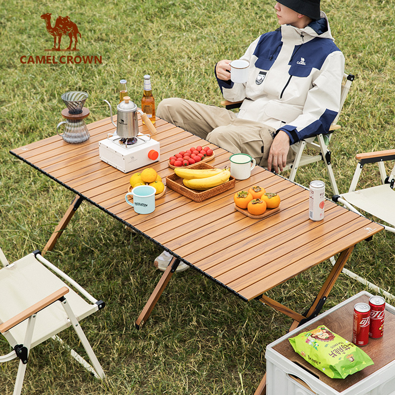 骆驼户外露营蛋卷桌户外桌椅野营装备用品铝合金桌子野餐折叠桌