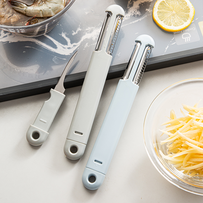 三合一削皮神器户外便携刮皮刀多功能虾线刀刨家用水蔬菜土豆神器