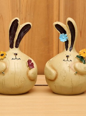 样板房软装厂家直销树脂工艺品创意家居装饰品摆件大蒜兔胖兔子居