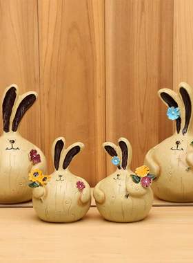 树脂工艺品创意家居装饰品摆件大蒜兔胖兔子zakka小摆设装饰摆件