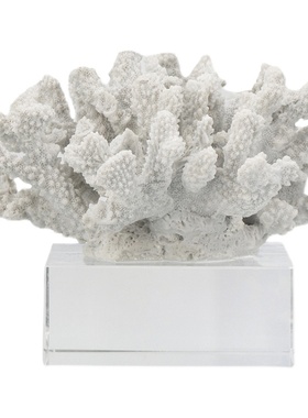 欧美风格创意水晶底座树脂珊瑚摆件客厅酒柜样板间家居装饰工艺品