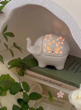 法式浪漫小象烛台摆件陶瓷香薰蜡烛家居氛围感卧室防风香炉扩香器