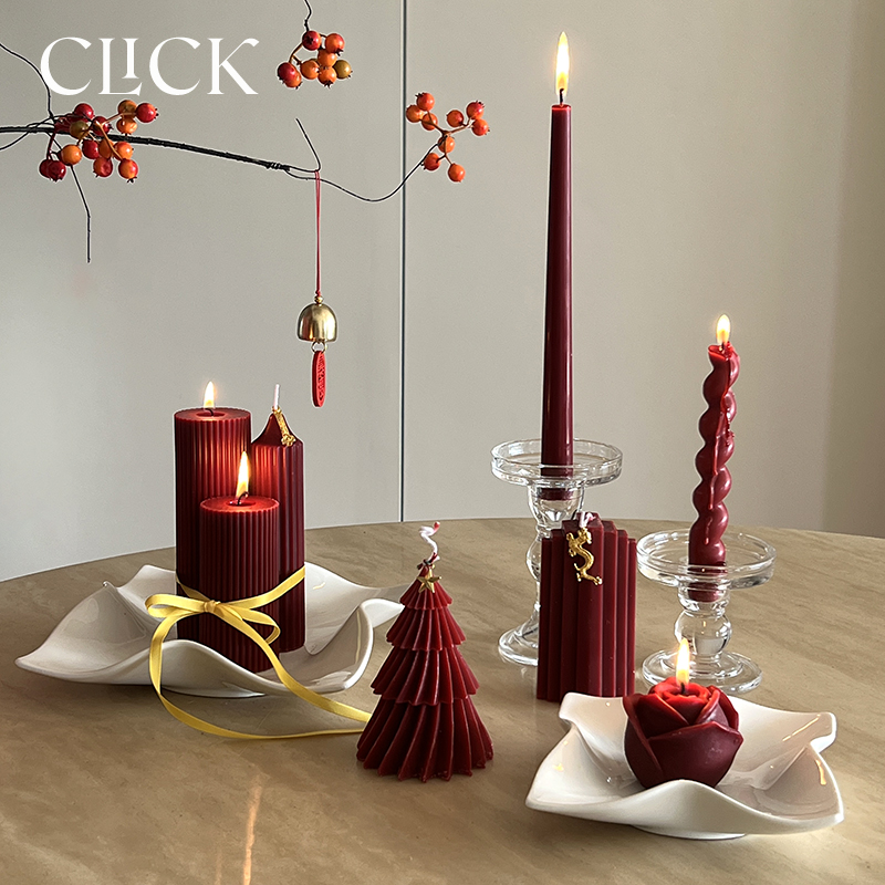 click新年婚庆情人节喜庆红色香薰蜡烛氛围装饰道具摆件婚礼浪漫