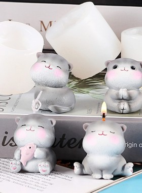 多款猫咪造型香薰蜡烛液态硅胶模具 diy桌面装饰摆件滴胶石膏模具