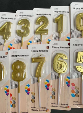 生日蛋糕数字装饰摆件单个镀金数字蜡烛宝宝周岁装扮用品
