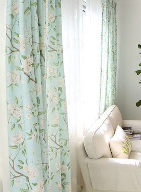 Lerin莱林 定制棉麻窗帘窗纱北欧田园美式加厚遮光客厅卧室飘窗