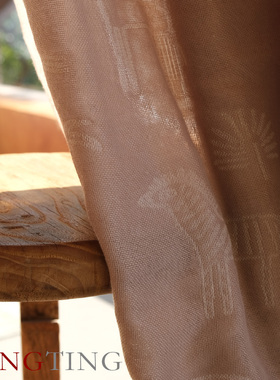 Hamlin哈姆林 日系窗纱双层棉麻复古田园美式纯色窗帘客厅飘窗