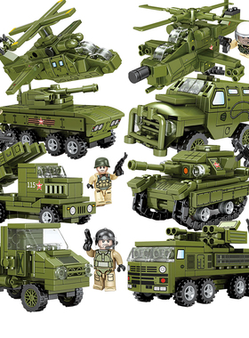 开智积木坦克系列军事小颗粒拼装玩具男孩子儿童益智力装甲车模型