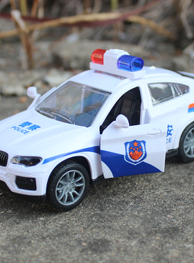 儿童警车玩具模型仿真小汽车车模男孩摩托救护车警察车110玩具车
