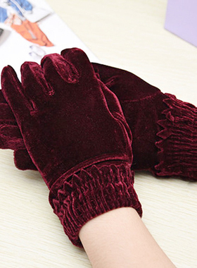 厂家冲量秋冬季男女金丝绒手套保暖户外骑行分指开车单层韩版手套