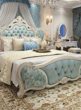 欧式床现代简约双人公主床1.8米奢华网红婚床家具卧室组合套装