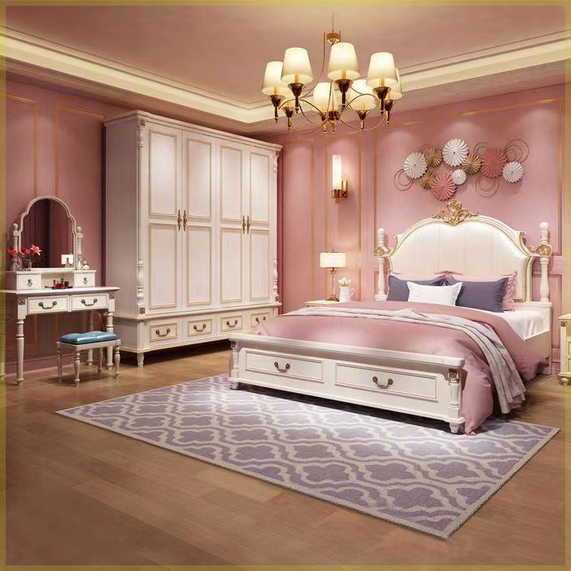 美式风格主卧室现代儿童公主床女孩简约欧式房家具套装组合
