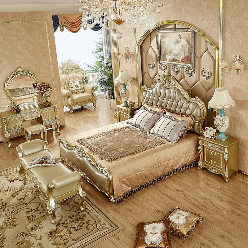 欧式太子床高档卧室美式大气奢华香槟金家具套装组合主卧婚床