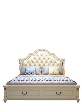 美式床实木床1.8米双人床衣柜妆台卧室家具组合套装现代简欧式床