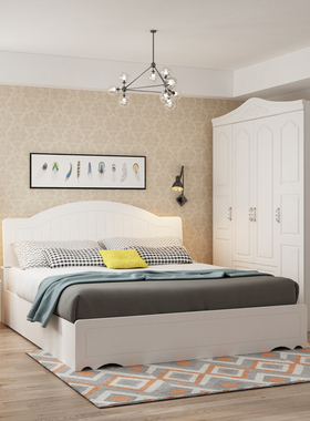 卧室家具组合套装欧式经济型板式高箱储物/架子床四门大衣柜特价