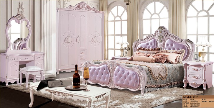 欧式成套结婚法式家具组合套装卧室套房六件套床衣柜橱家居梳妆台