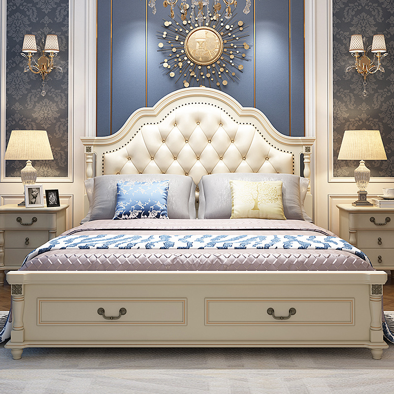 36Y7美式床实木床1.8米双人床衣柜妆台卧室家具组合套装现代简欧