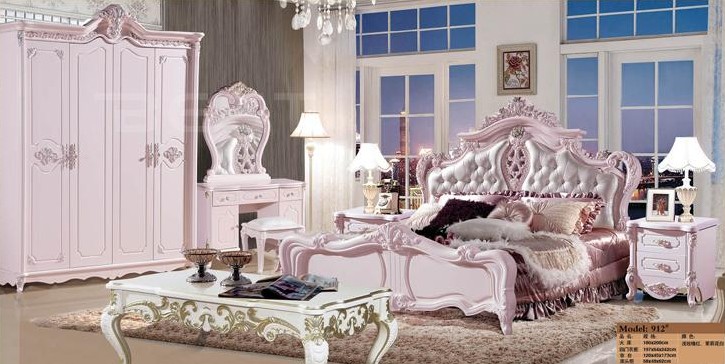 爆款欧式成套结婚法式家具组合套装卧室套房六件套床衣柜橱梳妆台