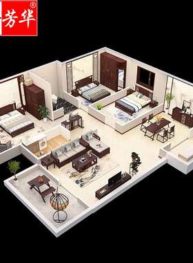 新中式全屋定制配套家具卧室客厅餐厅组合现代简约实木床餐桌衣柜