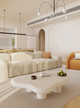 现代简约双人小沙发豆腐块卧室网红模块小户型二人组合沙发奶油风