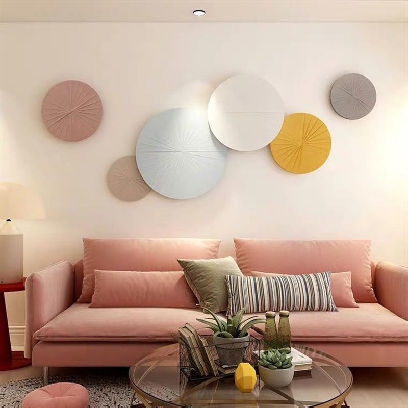 新2023客厅背景挂画卧室沙发装饰画北欧现代简约轻奢挂画圆形组合