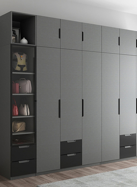 北欧衣柜组合现代简约家具衣橱卧室平开门二三四门大储物柜可定制