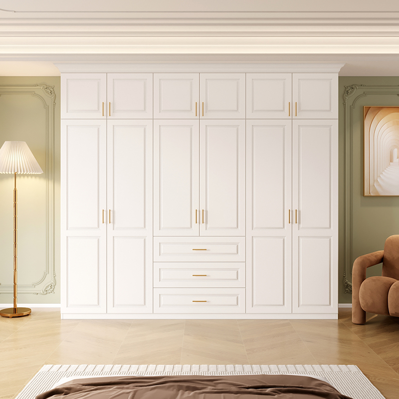 美式衣柜家用卧室衣帽间组合柜现代简约一体靠墙欧式收纳衣橱定制
