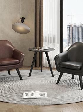 新2023现代简约懒人沙发单人小户型休闲椅子皮质卧室办公桌椅组合