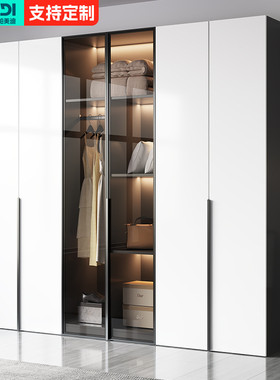 对开门衣柜家用卧室实木定制简约现代轻奢组合衣橱小户型储物柜子