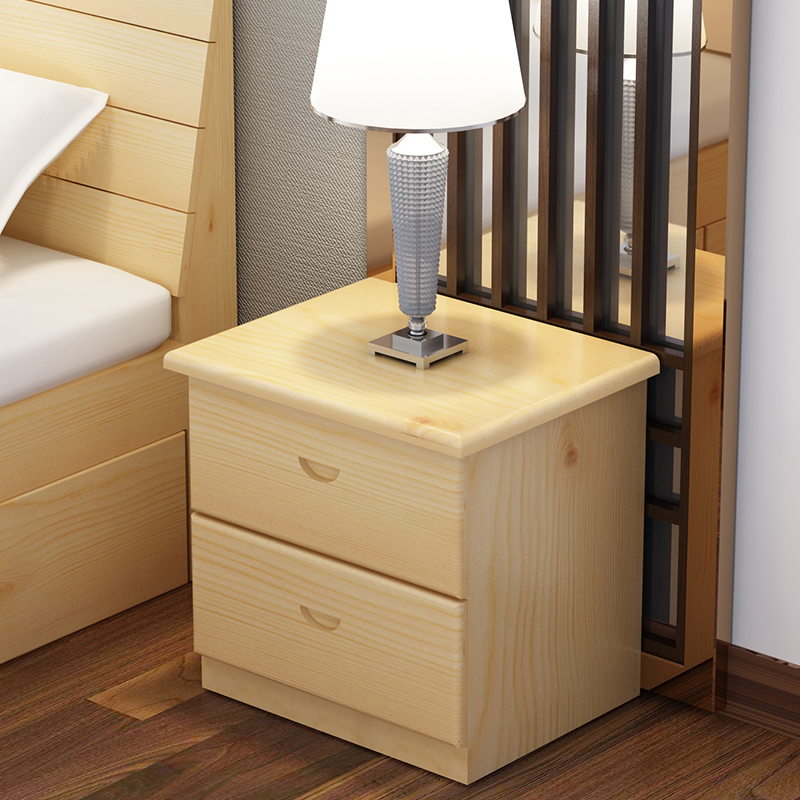 全实木床头柜现代简约小柜子简易置物架松木欧式储物柜卧室收纳柜