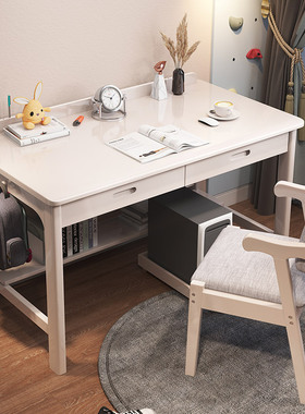 全实木现代书桌学生家用简易学习桌卧室办公电脑桌小户型写字桌子