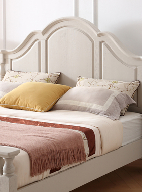 纯全实木原木床小美式轻奢欧式意式红橡木卧室1.8米1.5双人床现货